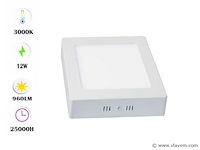 Led-paneel – vierkante opbouwmontage – 12w – 3000k – warm wit (x10) - afbeelding 1 van  4
