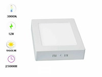 Led-paneel – vierkante opbouwmontage – 12w – 3000k – warm wit (x10) - afbeelding 2 van  5