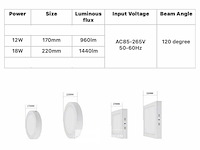 Led-paneel – vierkante opbouwmontage – 12w – 3000k – warm wit (x10) - afbeelding 5 van  5