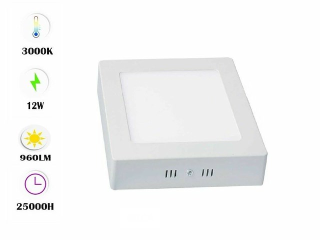 Led-paneel – vierkante opbouwmontage – 12w – 3000k – warm wit (x10) - afbeelding 1 van  5