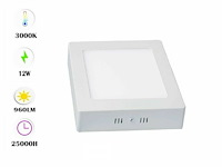 Led-paneel – vierkante opbouwmontage – 12w – 3000k – warm wit (x10) - afbeelding 2 van  5
