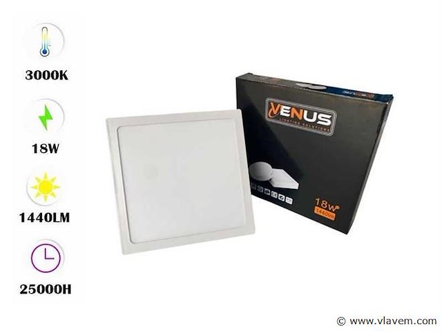 Led-paneel – vierkante opbouwmontage – 18w – 3000k – warm wit (x10) - afbeelding 1 van  4