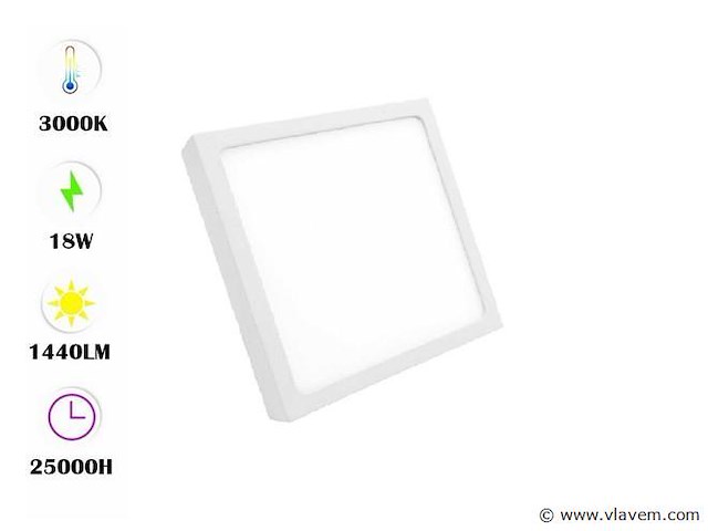 Led-paneel – vierkante opbouwmontage – 18w – 3000k – warm wit (x10) - afbeelding 2 van  4