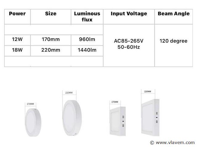 Led-paneel – vierkante opbouwmontage – 18w – 3000k – warm wit (x10) - afbeelding 4 van  4