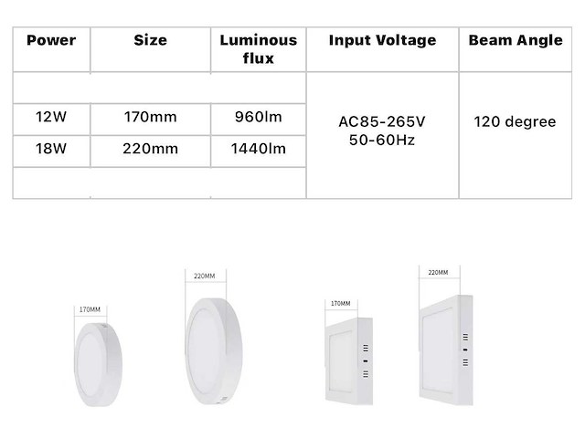 Led-paneel – vierkante opbouwmontage – 18w – 6500k – koud wit (x10) - afbeelding 4 van  4