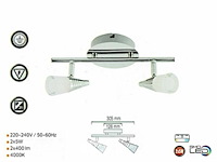 Led plafondlamp - 2 spots - di03 - 2 x 5w - zilver (x8) - afbeelding 4 van  5