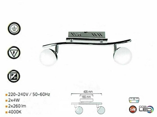 Led plafondlamp - 2 spots - hl7182l - 2 x 4w (x4) - afbeelding 4 van  5