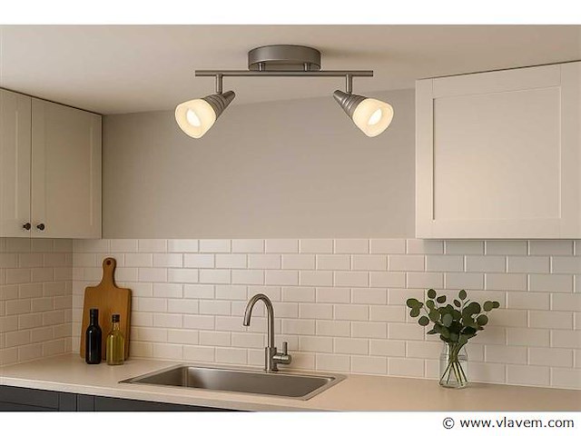 Led plafondlamp – 2 spots – di03 – 2 x 5w – zilver (x2) - afbeelding 1 van  4