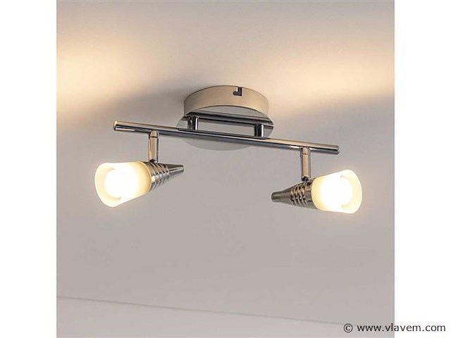 Led plafondlamp – 2 spots – di03 – 2 x 5w – zilver (x2) - afbeelding 2 van  4