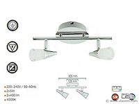 Led plafondlamp – 2 spots – di03 – 2 x 5w – zilver (x2) - afbeelding 3 van  4