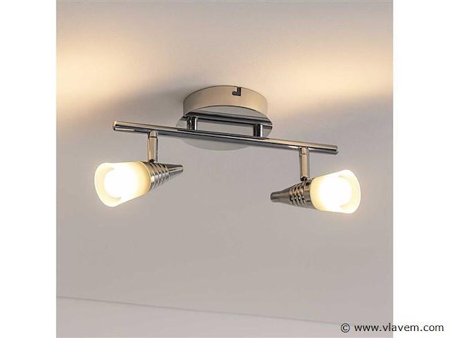 Led plafondlamp . 2 spots . di03 . 2 x 5w zilver (x4) - afbeelding 2 van  4