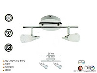 Led plafondlamp . 2 spots . di03 . 2 x 5w zilver (x4) - afbeelding 3 van  4