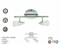 Led plafondlamp – 2 spots – di03 – 2 x 5w zilver (x4) - afbeelding 4 van  5