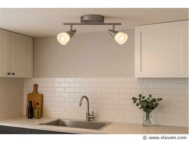 Led plafondlamp – 2 spots – di03 – 2 x 5w – zilver (x8) - afbeelding 1 van  4