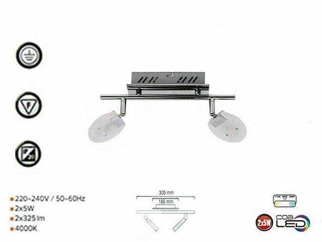 Led plafondlamp – 2 spots – hl7162l – 2 x 5w (x4) - afbeelding 4 van  5