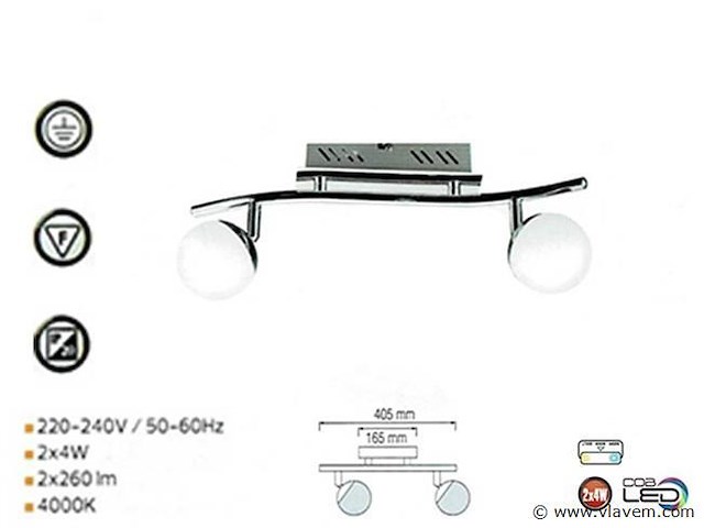 Led plafondlamp – 2 spots – hl7182l – 2 x 4w (x4) - afbeelding 3 van  4
