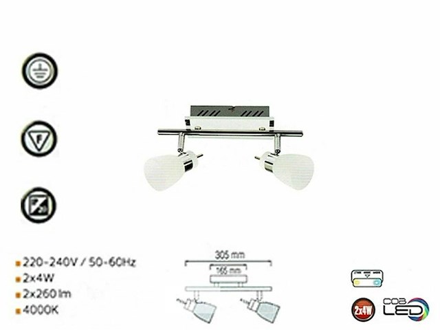 Led plafondlamp – 2 spots – hl7192l – 2 x 4w (x4) - afbeelding 5 van  5