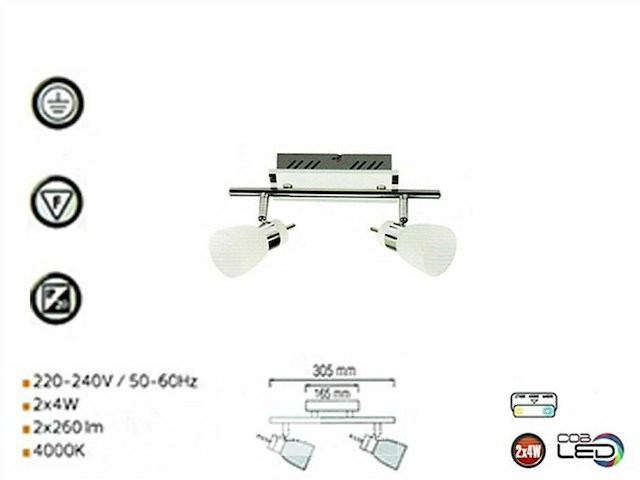 Led plafondlamp – 2 spots – hl7192l – 2 x 4w (x8) - afbeelding 5 van  5