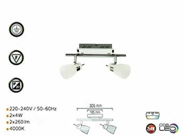 Led plafondlamp – 2 spots – hl7192l – 2 x 4w (x8) - afbeelding 5 van  5