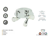 Led plafondlamp . 3 spots . di01 . 5w . zilver (x6) - afbeelding 3 van  4