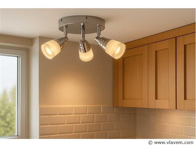 Led plafondlamp – 3 spots – di01 – 5w – zilver (x6) - afbeelding 1 van  4
