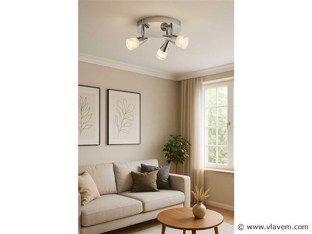 Led plafondlamp – 3 spots – di01 – 5w – zilver (x6) - afbeelding 2 van  4