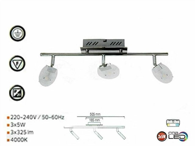 Led plafondlamp – 3 spots – hl7163l – 5w – zilver (x3) - afbeelding 4 van  5