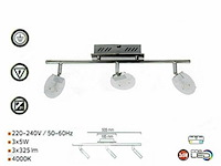 Led plafondlamp – 3 spots – hl7163l – 5w – zilver (x3) - afbeelding 4 van  5