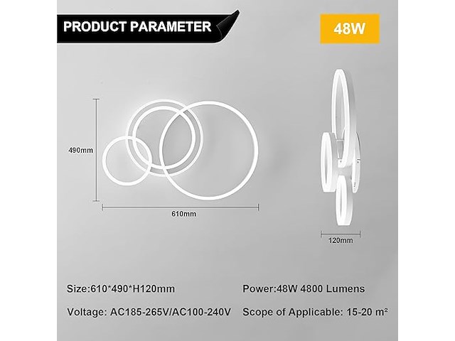 Led-plafondlamp (61 cm) - afbeelding 3 van  4
