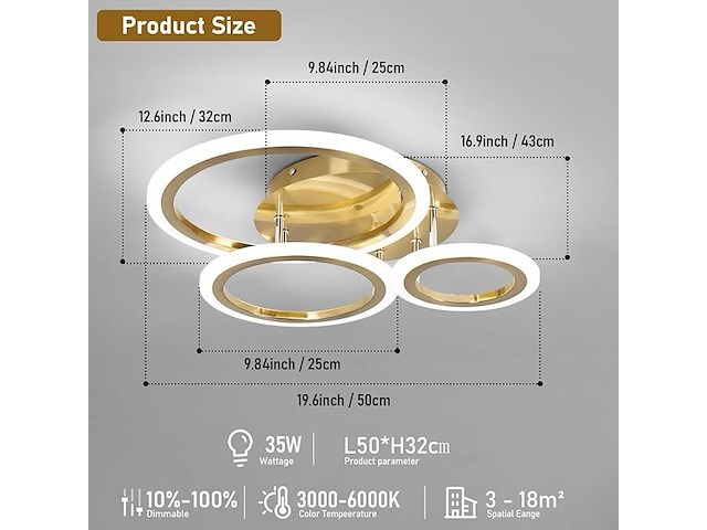 Led-plafondlamp, dimbaar, 35 w - afbeelding 3 van  5