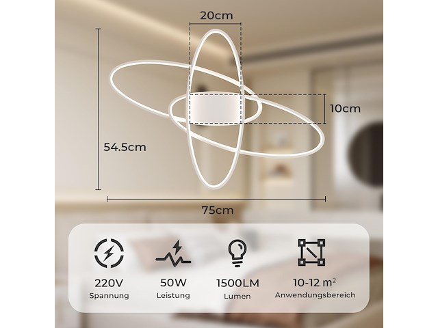 Led plafondlamp ellips wit - afbeelding 2 van  3