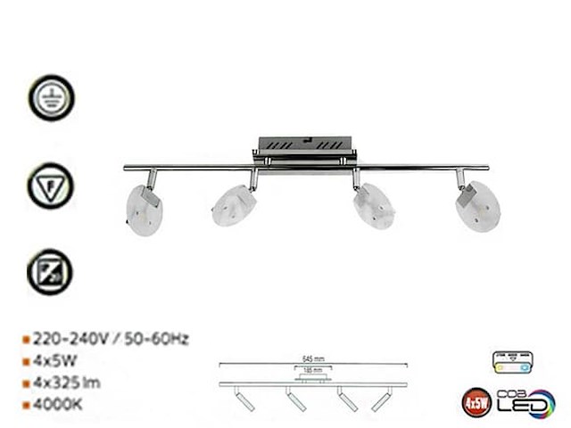 Led plafondspot - hl7164l - 5w - zilver (x4) - afbeelding 1 van  4