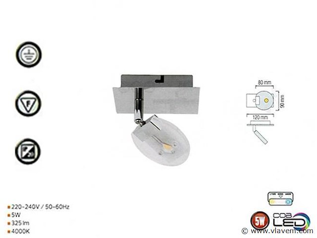 Led plafondspot – hl7161l – 5w – 4000k – neutraal wit – zilver (x4) - afbeelding 3 van  4