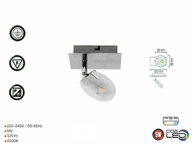Led plafondspot – hl7161l – 5w – 4000k – neutraal wit – zilver (x4) - afbeelding 4 van  5
