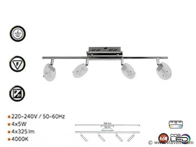 Led plafondspot – hl7164l – 5w – zilver (x2) - afbeelding 3 van  4
