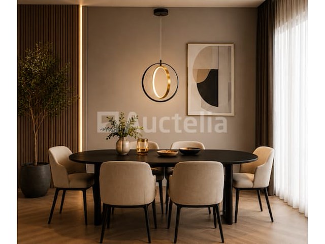 Led ring hanglamp 15w – 4000k neutraal wit - zwart/goud – ip20 – daxton-15 - afbeelding 4 van  5