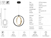 Led ring hanglamp 15w – 4000k neutraal wit - zwart/goud – ip20 – daxton-15 - afbeelding 3 van  5
