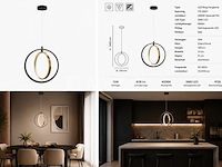 Led ring hanglamp 15w – 4000k neutraal wit - zwart/goud – ip20 – daxton-15 - afbeelding 4 van  5