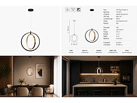 Led ring hanglamp 15w – 4000k neutraal wit - zwart/goud – ip20 – daxton-15 - afbeelding 5 van  5