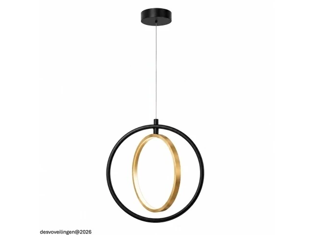 Led ring hanglamp 15w – 4000k neutraal wit - zwart/goud – ip20 – daxton-15 - afbeelding 3 van  6