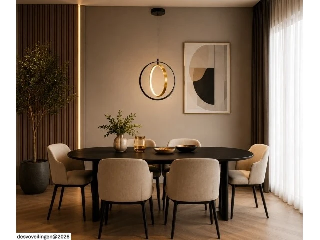 Led ring hanglamp 15w – 4000k neutraal wit - zwart/goud – ip20 – daxton-15 - afbeelding 4 van  6