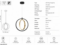 Led ring hanglamp 15w – 4000k neutraal wit - zwart/goud – ip20 – daxton-15 - afbeelding 5 van  6