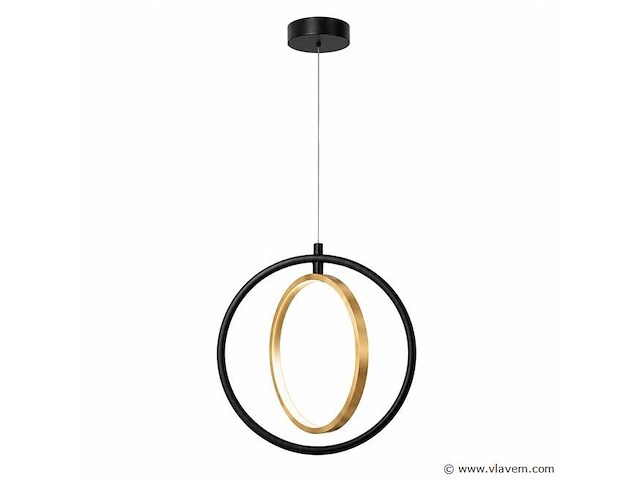 Led ring hanglamp 15w – 4000k neutraal wit - zwart/goud – ip20 – daxton-15 - afbeelding 2 van  5
