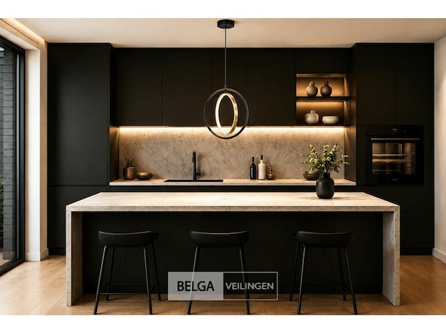 Led ring hanglamp 15w – 4000k neutraal wit - zwart/goud – ip20 – daxton-15 - afbeelding 1 van  6