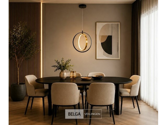 Led ring hanglamp 15w – 4000k neutraal wit - zwart/goud – ip20 – daxton-15 - afbeelding 4 van  6