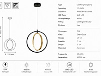 Led ring hanglamp 15w – 4000k neutraal wit - zwart/goud – ip20 – daxton-15 - afbeelding 5 van  6