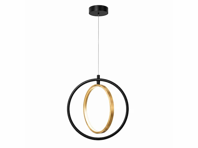 Led ring hanglamp 15w – 4000k neutraal wit - zwart/goud – ip20 – daxton-15 - afbeelding 1 van  5