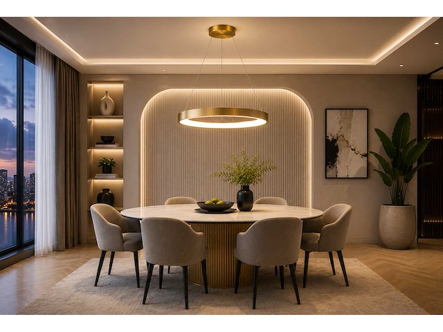 Led ring hanglamp 30w – 4000k neutraal wit - rose gold – ip20 – essence-30 - afbeelding 1 van  5