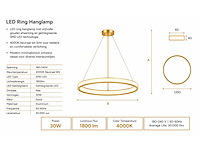 Led ring hanglamp 30w – 4000k neutraal wit - rose gold – ip20 – essence-30 - afbeelding 4 van  5