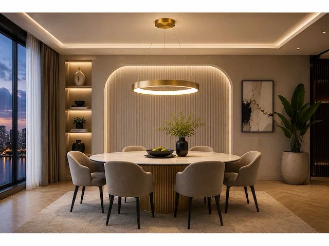 Led ring hanglamp 30w – 4000k neutraal wit - rose gold – ip20 – essence-30 - afbeelding 1 van  5